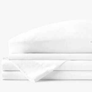 White Twin XL Classic Wrinkle-Free Sateen Bed Sheet Set (The Company Store)